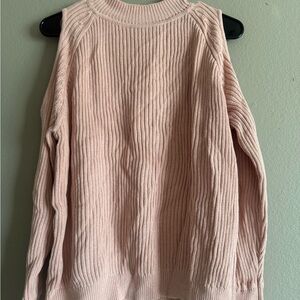 H&M Soft Pink Cold Shoulder Ribbed Sweater